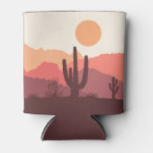 メキシコのブルゴーニュとオレンジの砂漠の風景 缶クーラー (正面)