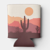 メキシコのブルゴーニュとオレンジの砂漠の風景 缶クーラー (裏面)