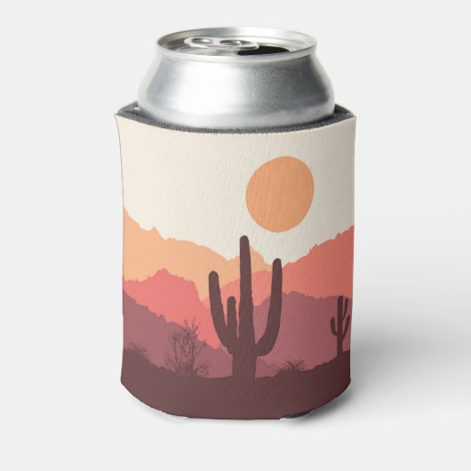 メキシコのブルゴーニュとオレンジの砂漠の風景 缶クーラー (缶裏面)