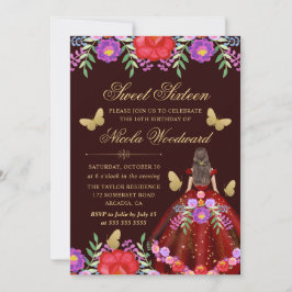 メキシコのブルネット女性フローラドレス甘い16 招待状