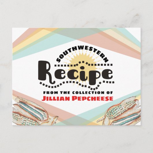 メキシコのブルーコーン料理クックブックレシピカード ポストカード (正面)
