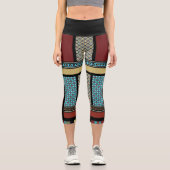 メキシコのブロックストライプパターン1 カプリレギンス (正面)