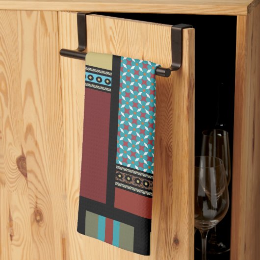 メキシコのブロックストライプパターン1 キッチンタオル (三つ折り)