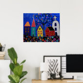 メキシコのプエブロ絵画町プリザール ポスター (ホームオフィス)