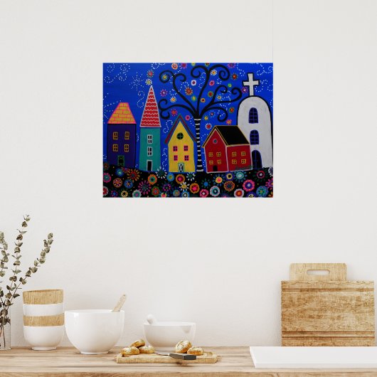 メキシコのプエブロ絵画町プリザール ポスター (キッチン)