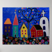 メキシコのプエブロ絵画町プリザール ポスター (正面)