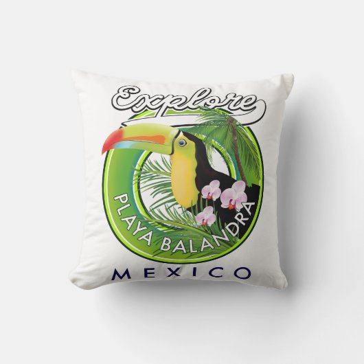 メキシコのプラヤバランドラのリトロロゴ クッション (正面)