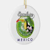 メキシコのプラヤバランドラのリトロロゴ セラミックオーナメント (右)