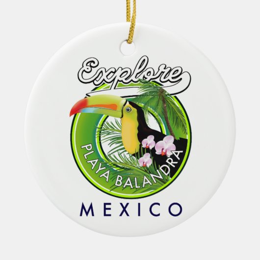 メキシコのプラヤバランドラのリトロロゴ セラミックオーナメント (正面)