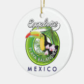 メキシコのプラヤバランドラのリトロロゴ セラミックオーナメント (左)