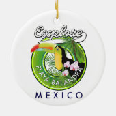 メキシコのプラヤバランドラのリトロロゴ セラミックオーナメント (裏面)