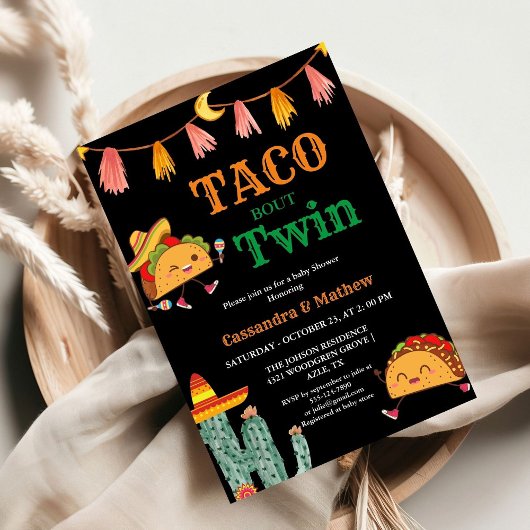 メキシコのベビーツインベイビーシャワーのタコ 招待状