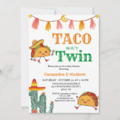 メキシコのベビーツインベイビーシャワーのタコ 招待状 (正面)