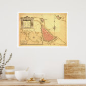 メキシコのベラクルスの地図G.デ・ボワ1798 ポスター (キッチン)