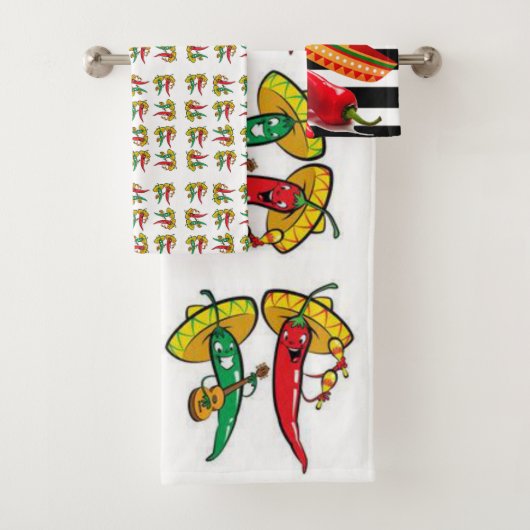 メキシコのホットペッパーバスルームのタオルセット バスタオルセット (インサイチュ)
