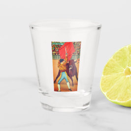 メキシコのマタドール波浪ケープ、突撃ブル ショットグラス