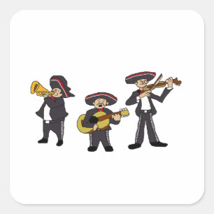 メキシコのマリアチバンドフェスタ音楽マンガアート スクエアシール