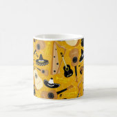 メキシコのマリアチ音楽マンガパターンイエロー コーヒーマグカップ (中央)