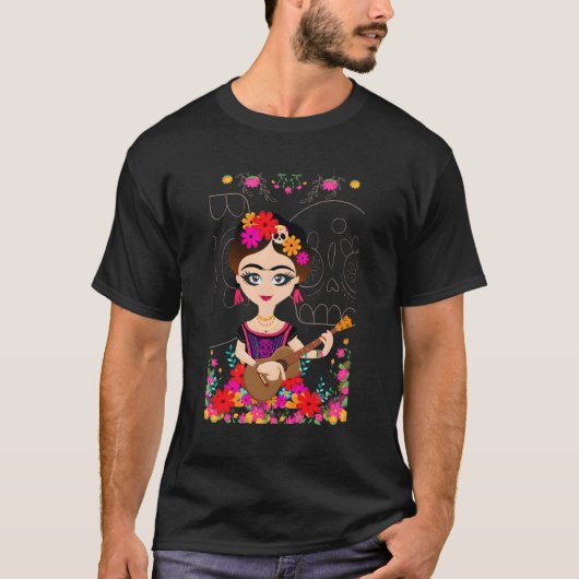 メキシコのマリアフリダ人形 Tシャツ (正面)