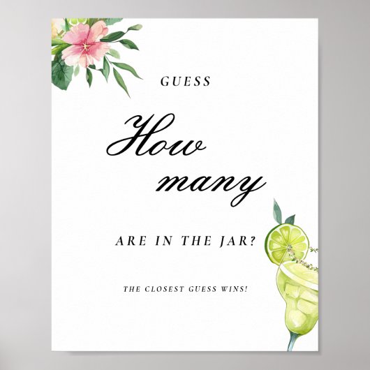 メキシコのマルガリータどのくらいのブライダルシャワーサイン ポスター (正面)