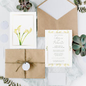 メキシコのミニマリストCala Lily & Golden 結婚's 招待状