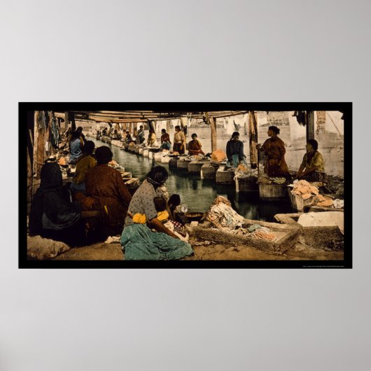 メキシコのメキシコシティで洗濯をする女性1890 ポスター (正面)