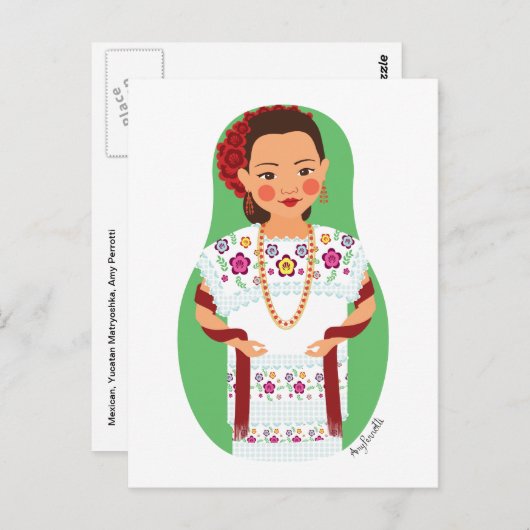 メキシコのユカタン・マトリョシカ葉書 ポストカード (正面/裏面)