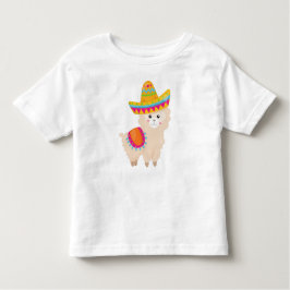 メキシコのラマ,かわいいラマ,かわいいアルパカ,ソンブレロ トドラーTシャツ