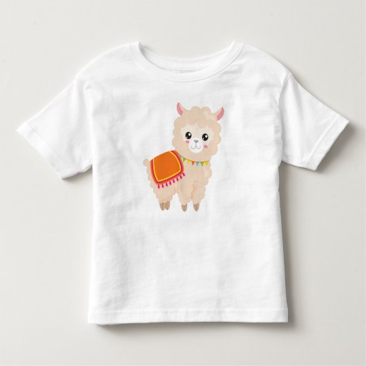 メキシコのラマ，かわいいラマ，かわいいアルパカ，ベビーラマ トドラーTシャツ (正面)