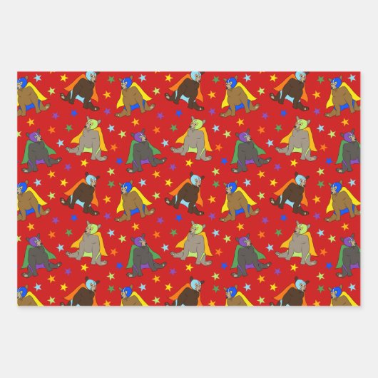 メキシコのルチャドールのベアーズレスラーコスチューム ラッピングペーパーシート (正面)