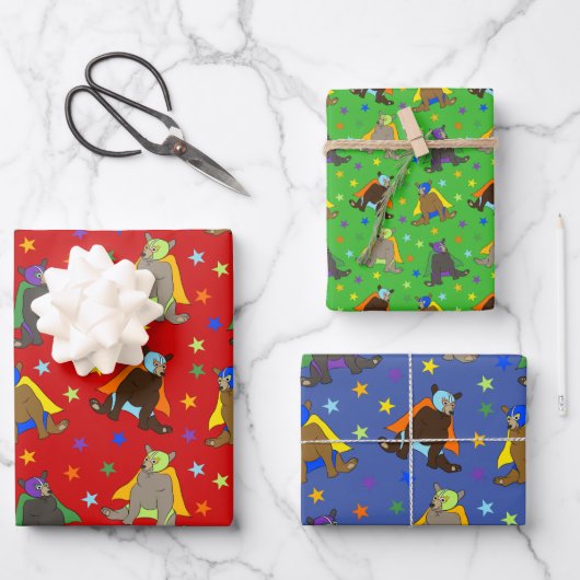 メキシコのルチャドールのベアーズレスラーコスチューム ラッピングペーパーシート (正面)