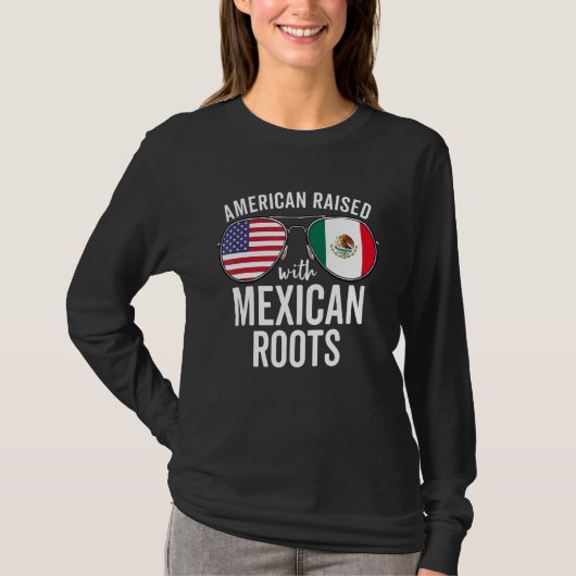 メキシコのルーツで育ったアメリカ合衆国メキシコ国旗 Tシャツ (正面)