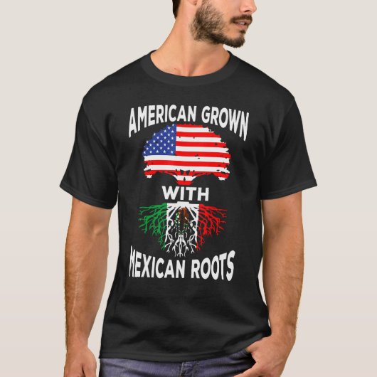 メキシコのルーツを持つアメリカ人伝統メキシコUS Fla Tシャツ (正面)