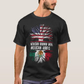 メキシコのルーツを持つ米国国旗で栽培されたアメリカ人 Tシャツ (正面)