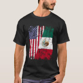 メキシコのルーツハーフアメリカ国旗メキシコ Tシャツ (正面)