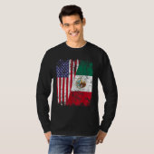 メキシコのルーツハーフアメリカ国旗メキシコ Tシャツ (正面フル)