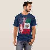 メキシコのルーツ半米州旗メキシコ Tシャツ (正面フル)