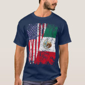 メキシコのルーツ半米州旗メキシコ Tシャツ (正面)