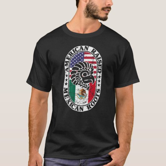メキシコのルーツ米国育誇りを持ったちメキシコ国旗 Tシャツ (正面)