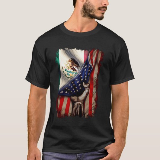 メキシコのルーツ アメリカ メキシコ国旗 メキシコが呼んでいる Tシャツ (正面)