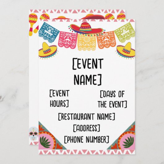 メキシコのレストランイベント招待 招待状 (正面/裏面)