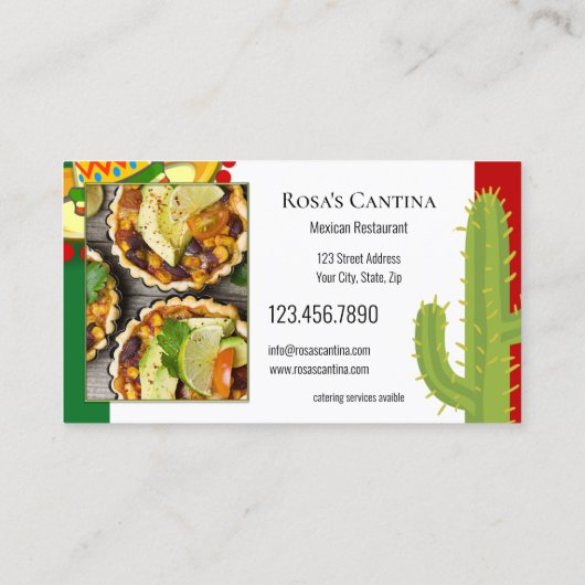 メキシコのレストランケータリングサービス 名刺 (裏面)