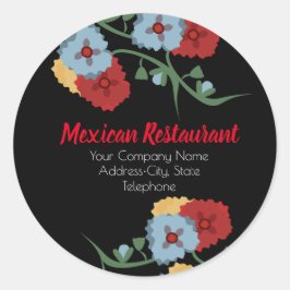 メキシコのレストランショップフローラビジネスラベル ラウンドシール