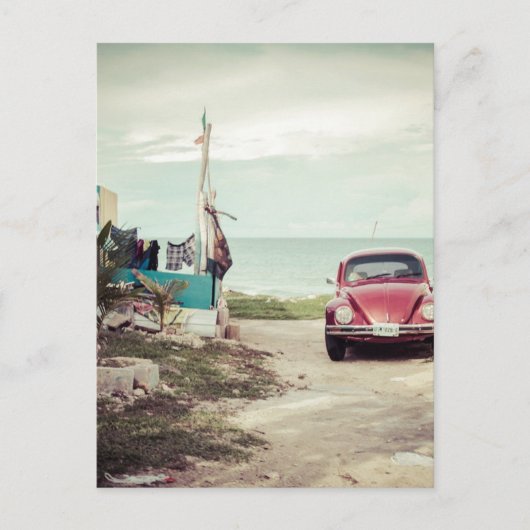 メキシコのレッドカークラシックヴィンテージカブトムシ ポストカード (正面)