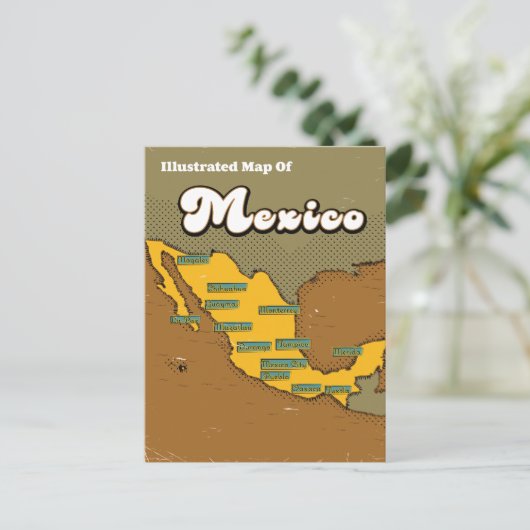 メキシコのレトロ地図 ポストカード (スタンド正面)