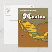 メキシコのレトロ地図 ポストカード (正面/裏面)