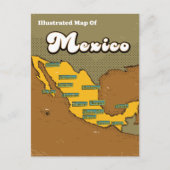 メキシコのレトロ地図 ポストカード (正面)