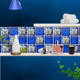 メキシコのヴィンテージシルバームーン&サンオンブルーセラミック タイル