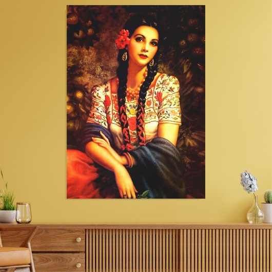 メキシコのヴィンテージピンアップガール、長編組 キャンバスプリント (インサイチュ (リビング))
