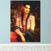 メキシコのヴィンテージピンアップガール、長編組 キャンバスプリント (インサイチュ (ウッドフロア))